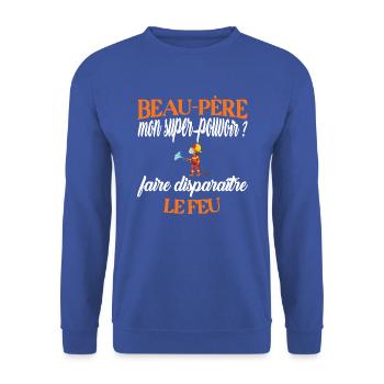 Beau-père t-shirt pompier humoristique métier - Sweat-shirt Unisexe - bleu royal - Devant - Alina (178cm) & Michal (187cm)