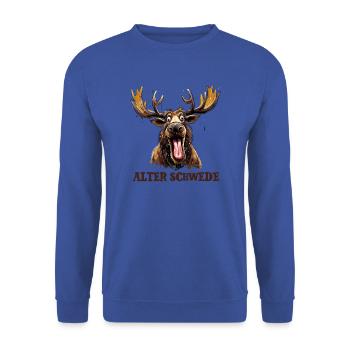 Alter Schwede verrückter Elch Design - Unisex Pullover - Royalblau - Vorne - Alina (178cm) & Michal (187cm)