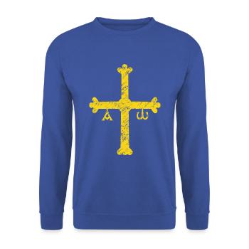 Worn Victoria Cross Symbol of Asturias - Unisex Sweatshirt - royal blue - Front - Alina (178cm) & Michal (187cm)