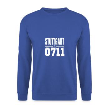 Stuttgart 0711 Schrift und Vorwahl mit Pferd - Unisex Pullover - Royalblau - Vorne - Alina (178cm) & Michal (187cm)