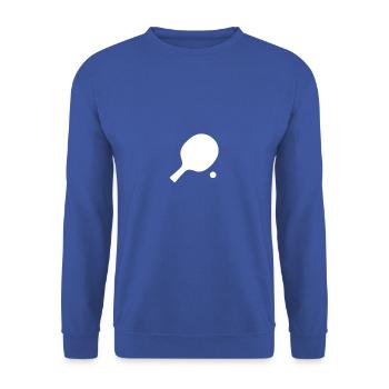 Raquette de tennis de table et balle de tennis de table sur blanc - Sweat-shirt Unisexe - bleu royal - Devant - Alina (178cm) & Michal (187cm)