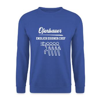 Ofenbauer Chef Selbstständigkeit Firma Gründen - Unisex Pullover - Royalblau - Vorne - Alina (178cm) & Michal (187cm)