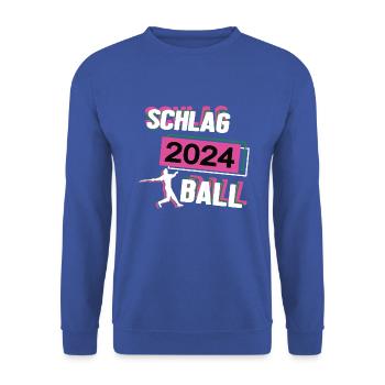 Schlagball 2024 Schlagballerin Schlagballspielerin - Unisex Pullover - Royalblau - Vorne - Alina (178cm) & Michal (187cm)