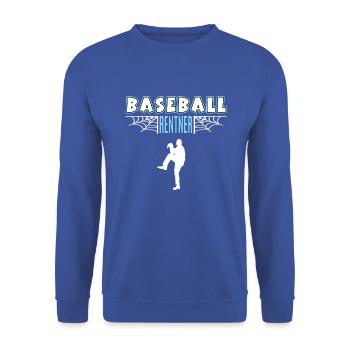Baseball Rentner Rente Ruhestand Baseballer - Unisex Pullover - Royalblau - Vorne - Alina (178cm) & Michal (187cm)