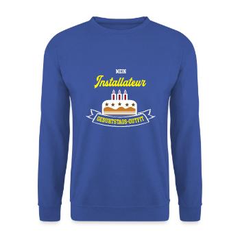Installateur Geburtstag Geburtstagsgeschenk Geb - Unisex Pullover - Royalblau - Vorne - Alina (178cm) & Michal (187cm)