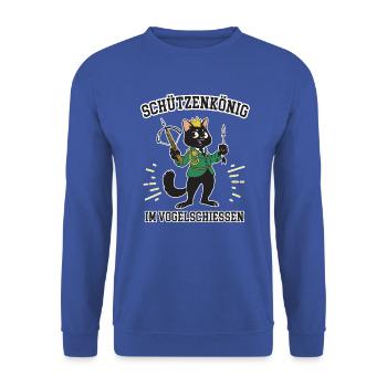 Schützenkönig Im Vogelschiessen Armbrust Schütze - Unisex Pullover - Royalblau - Vorne - Alina (178cm) & Michal (187cm)