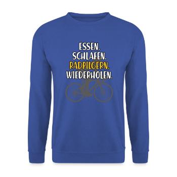 Radpilgern Fahrrad Wandern Pilgern Rad Pilger - Unisex Pullover - Royalblau - Vorne - Alina (178cm) & Michal (187cm)
