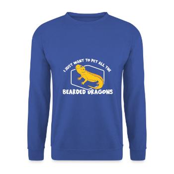 I just want to pet all the Bearded Dragons - Unisex Pullover - Royalblau - Vorne - Alina (178cm) & Michal (187cm)