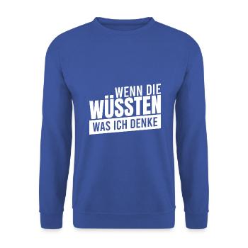 Wie gut das mich keiner denken hören kann - Unisex Pullover - Royalblau - Vorne - Alina (178cm) & Michal (187cm)