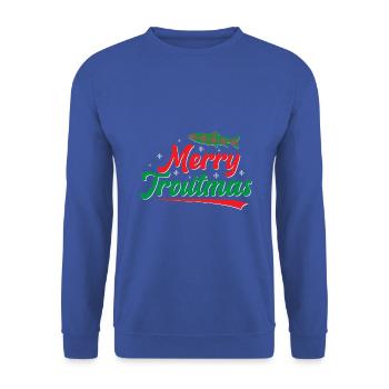 Merry Troutmas Forelle Angeln Weihnachten - Unisex Pullover - Royalblau - Vorne - Alina (178cm) & Michal (187cm)