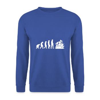 Evolution Pirat - Unisex Pullover - Royalblau - Vorne - Alina (178cm) & Michal (187cm)