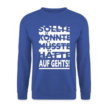 Auf gehts weiss - Unisex Pullover - Royalblau - Vorne - Alina (178cm) & Michal (187cm)
