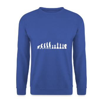 Evolution Schachspieler - Unisex Pullover - Royalblau - Vorne - Alina (178cm) & Michal (187cm)