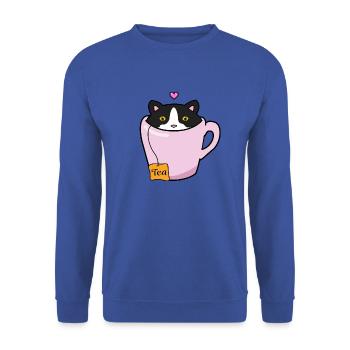 Black and white cat - Unisex Sweatshirt - royal blue - Front - Alina (178cm) & Michal (187cm)