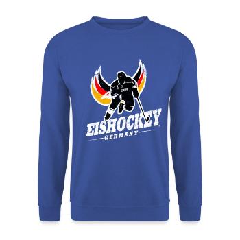 DEUTSCHLAND EISHOCKEY TEAM GERMANY ADLER - Unisex Pullover - Royalblau - Vorne - Alina (178cm) & Michal (187cm)