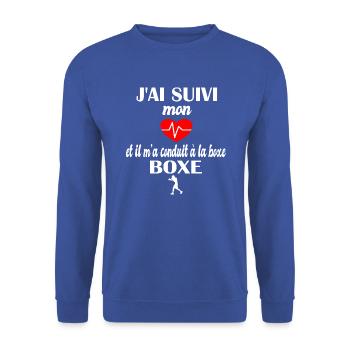 J'ai suivi mon coeur et il m'a conduit à la boxe - Sweat-shirt Unisexe - bleu royal - Devant - Alina (178cm) & Michal (187cm)