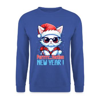 Fluffy white Mrrrrr... Perfect kitten, New Year - Unisex Sweatshirt - royal blue - Front - Alina (178cm) & Michal (187cm)