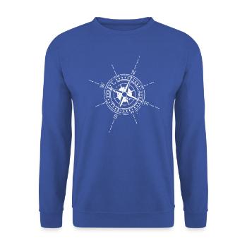 Kompass weiß - Unisex Pullover - Royalblau - Vorne - Alina (178cm) & Michal (187cm)