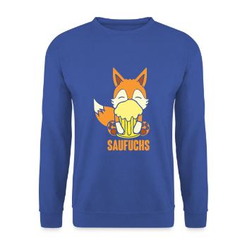 Fuchs Saufuchs Biertrinker Saufen Bier - Unisex Pullover - Royalblau - Vorne - Alina (178cm) & Michal (187cm)