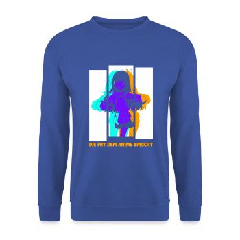 Die mit dem Anime spricht - Unisex Pullover - Royalblau - Vorne - Alina (178cm) & Michal (187cm)