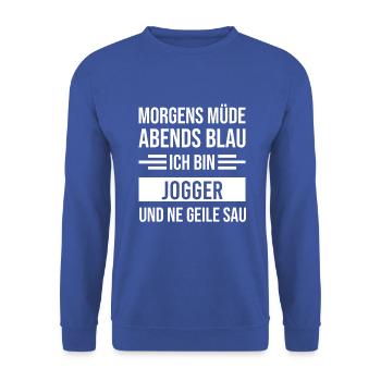 Morgens Müde Abends Blau Jogger - Unisex Pullover - Royalblau - Vorne - Alina (178cm) & Michal (187cm)