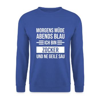 Morgens Müde Abends Blau Zocker - Unisex Pullover - Royalblau - Vorne - Alina (178cm) & Michal (187cm)