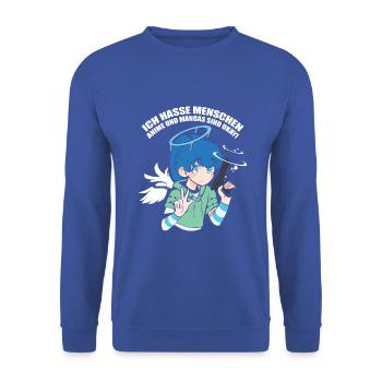 Anime und Mangas sind Okay - Unisex Pullover - Royalblau - Vorne - Alina (178cm) & Michal (187cm)