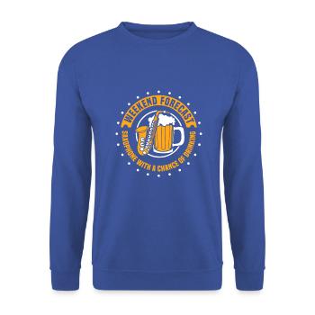 saxophone with a chance of drinking - Unisex Pullover - Royalblau - Vorne - Alina (178cm) & Michal (187cm)