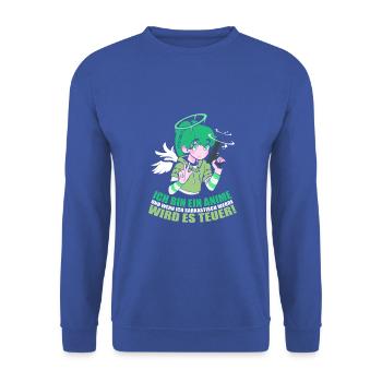 Ich bin ein Anime und wenn ich sarkastisch werde - Unisex Pullover - Royalblau - Vorne - Alina (178cm) & Michal (187cm)