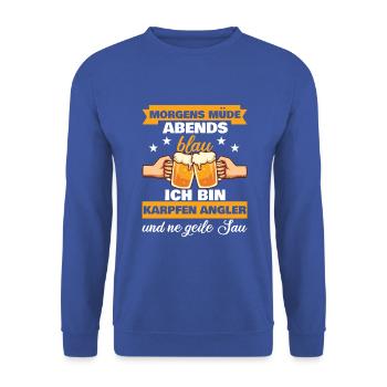 Morgens Müde Abends Blau Karpfen Angler - Unisex Pullover - Royalblau - Vorne - Alina (178cm) & Michal (187cm)