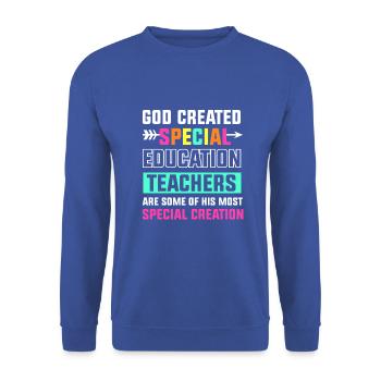 God created special education teachers - Unisex Pullover - Royalblau - Vorne - Alina (178cm) & Michal (187cm)