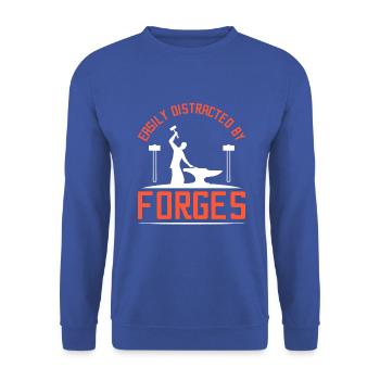 Easily distracted by forges - Unisex Pullover - Royalblau - Vorne - Alina (178cm) & Michal (187cm)