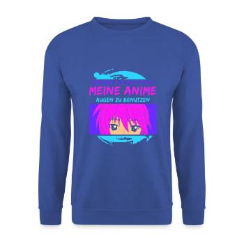 Zwingen sie mich nicht meine Anime Augen - Unisex Pullover - Royalblau - Vorne - Alina (178cm) & Michal (187cm)