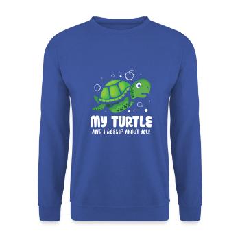 My Turtle and I gossip about you - Unisex Pullover - Royalblau - Vorne - Alina (178cm) & Michal (187cm)