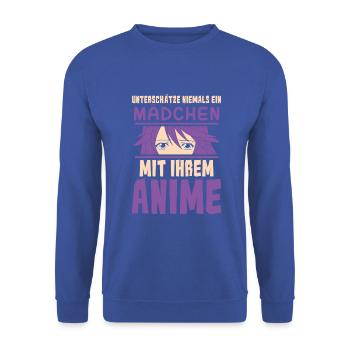 Mädchen mit ihrem Anime - Unisex Pullover - Royalblau - Vorne - Alina (178cm) & Michal (187cm)