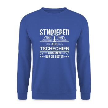 Studieren kann jeder Tschechien Tscheche - Unisex Pullover - Royalblau - Vorne - Alina (178cm) & Michal (187cm)