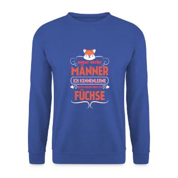 desto besser finde ich füchse - Unisex Pullover - Royalblau - Vorne - Alina (178cm) & Michal (187cm)