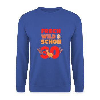 Geschenk 30 Jahre Geburtstag Frau Alpaka - Unisex Pullover - Royalblau - Vorne - Alina (178cm) & Michal (187cm)