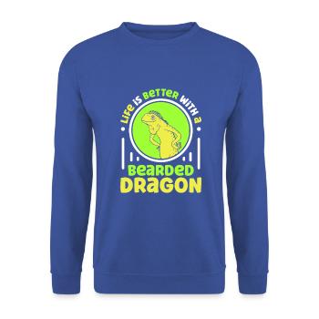 Life is better with a Bearded Dragon - Unisex Pullover - Royalblau - Vorne - Alina (178cm) & Michal (187cm)