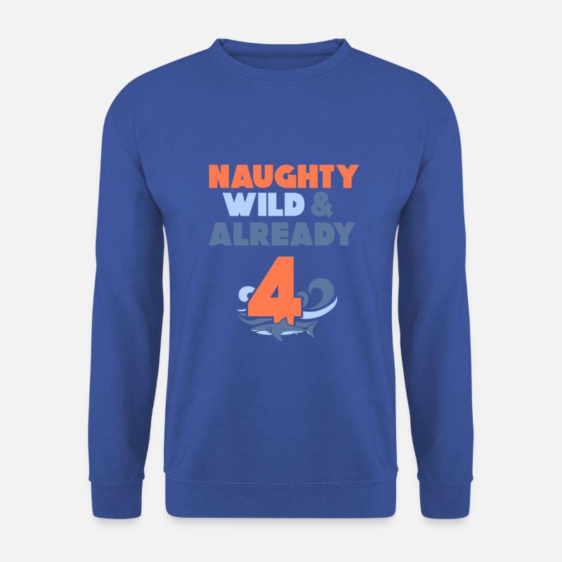 4 Jahre Geburtstag Junge Mädchen Hai - Unisex Pullover - Royalblau