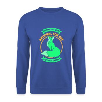 Yesterday was national fox day - Unisex Pullover - Royalblau - Vorne - Alina (178cm) & Michal (187cm)