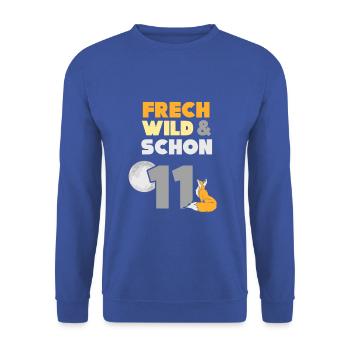 11 Jahre Geburtstag Junge Mädchen Fuchs - Unisex Pullover - Royalblau - Vorne - Alina (178cm) & Michal (187cm)