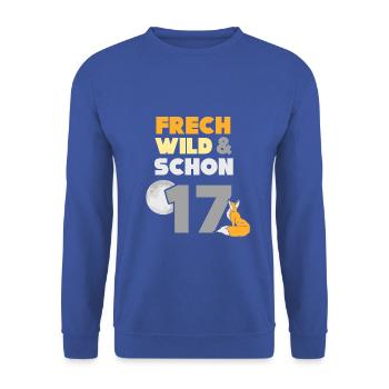 17 Jahre Geburtstag Fuchs - Unisex Pullover - Royalblau - Vorne - Alina (178cm) & Michal (187cm)