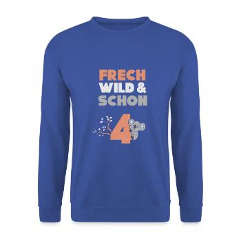 4 Jahre Geburtstag Junge Mädchen Koala - Unisex Pullover - Royalblau - Vorne - Alina (178cm) & Michal (187cm)