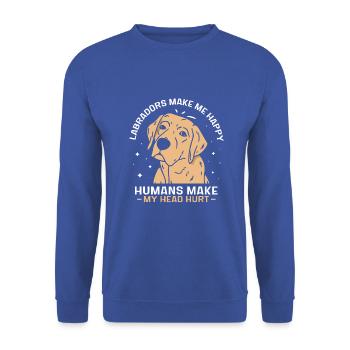 Labradors make me happy - Unisex Pullover - Royalblau - Vorne - Alina (178cm) & Michal (187cm)
