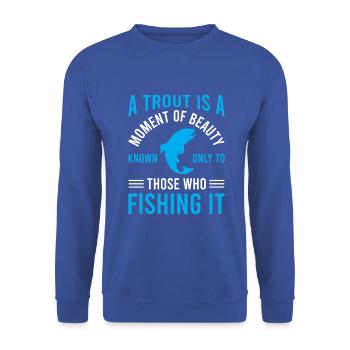 A trout is a moment of beauty - Unisex Pullover - Royalblau - Vorne - Alina (178cm) & Michal (187cm)