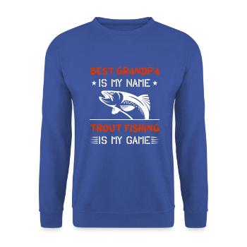 Best Grandpa is my Name Trout Fishing - Unisex Pullover - Royalblau - Vorne - Alina (178cm) & Michal (187cm)