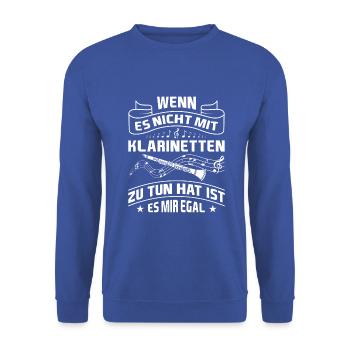 Klarinette Klarinettenspieler Klarinettist - Unisex Pullover - Royalblau - Vorne - Alina (178cm) & Michal (187cm)