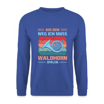 Waldhorn Waldhornspieler Hornist - Unisex Pullover - Royalblau - Vorne - Alina (178cm) & Michal (187cm)