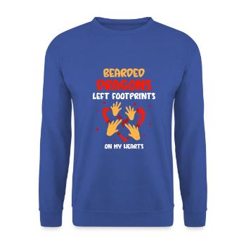 Bearded Dragons left footprints on my hearts - Unisex Pullover - Royalblau - Vorne - Alina (178cm) & Michal (187cm)